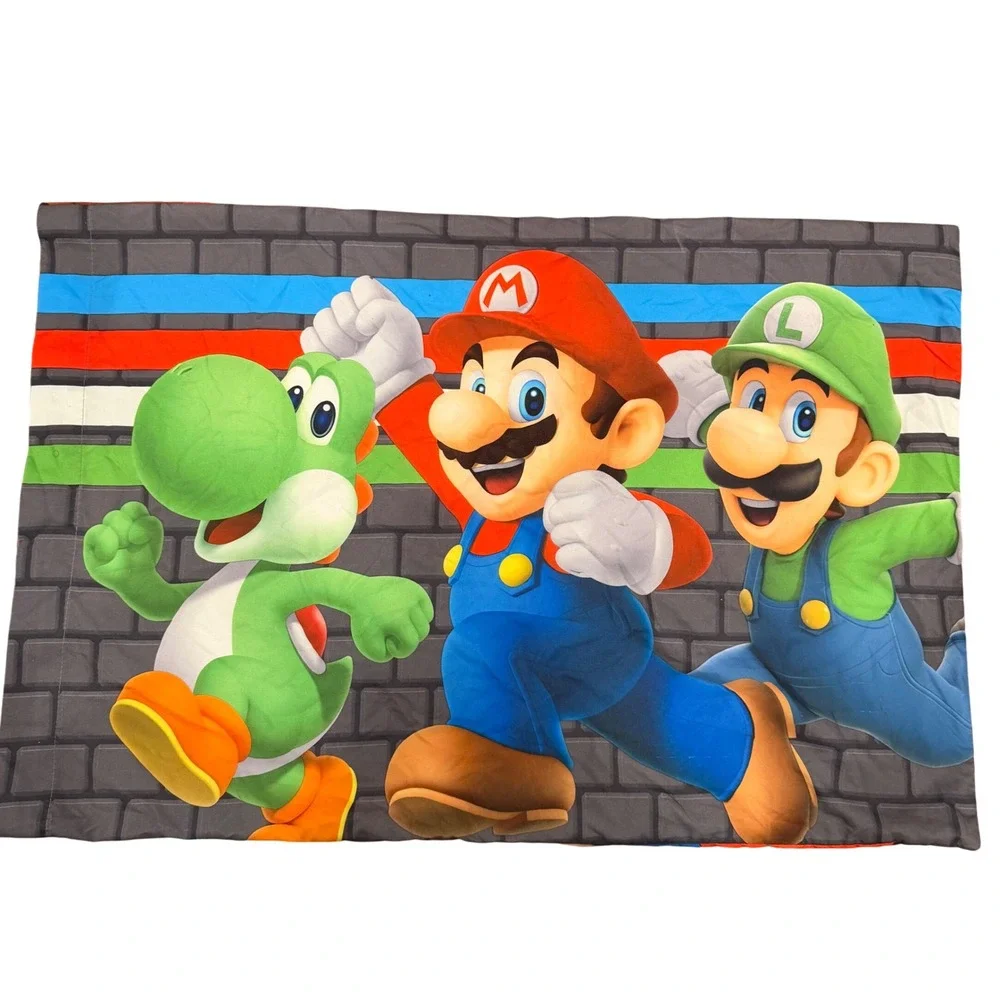 Super Mario Bros Nintendo Standard Pillowcase Mario‎ Luigi Yoshi Double Sided